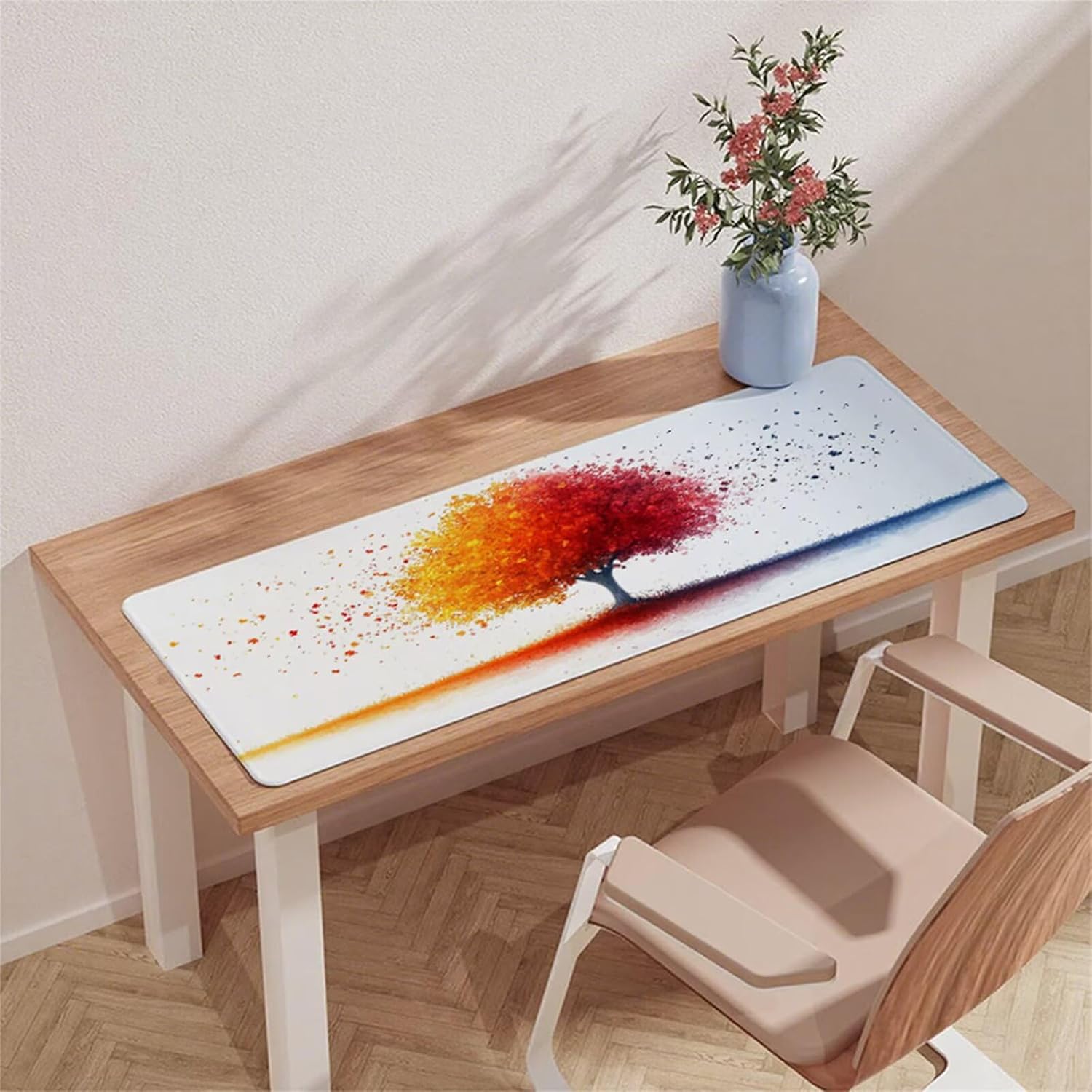 Mouse Pad White Desk Mat Large 1600X800X3mm XXL Waterproof Mousepad with Stitched Edges and Non-Slip Base, Extended Gaming Mouse Pad Tree Keyboard Pad Desk Accessories for Women, Office Decor F1-131