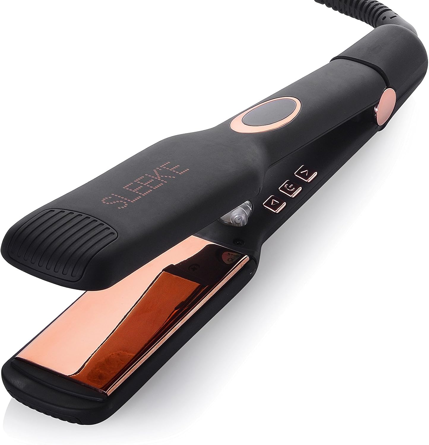 Sleek'e Hair Infrared 2' Wide Flat Iron Professional Ceramic Tourmaline-Infused Titanium Straightener (2inch, Black and Rose Gold)