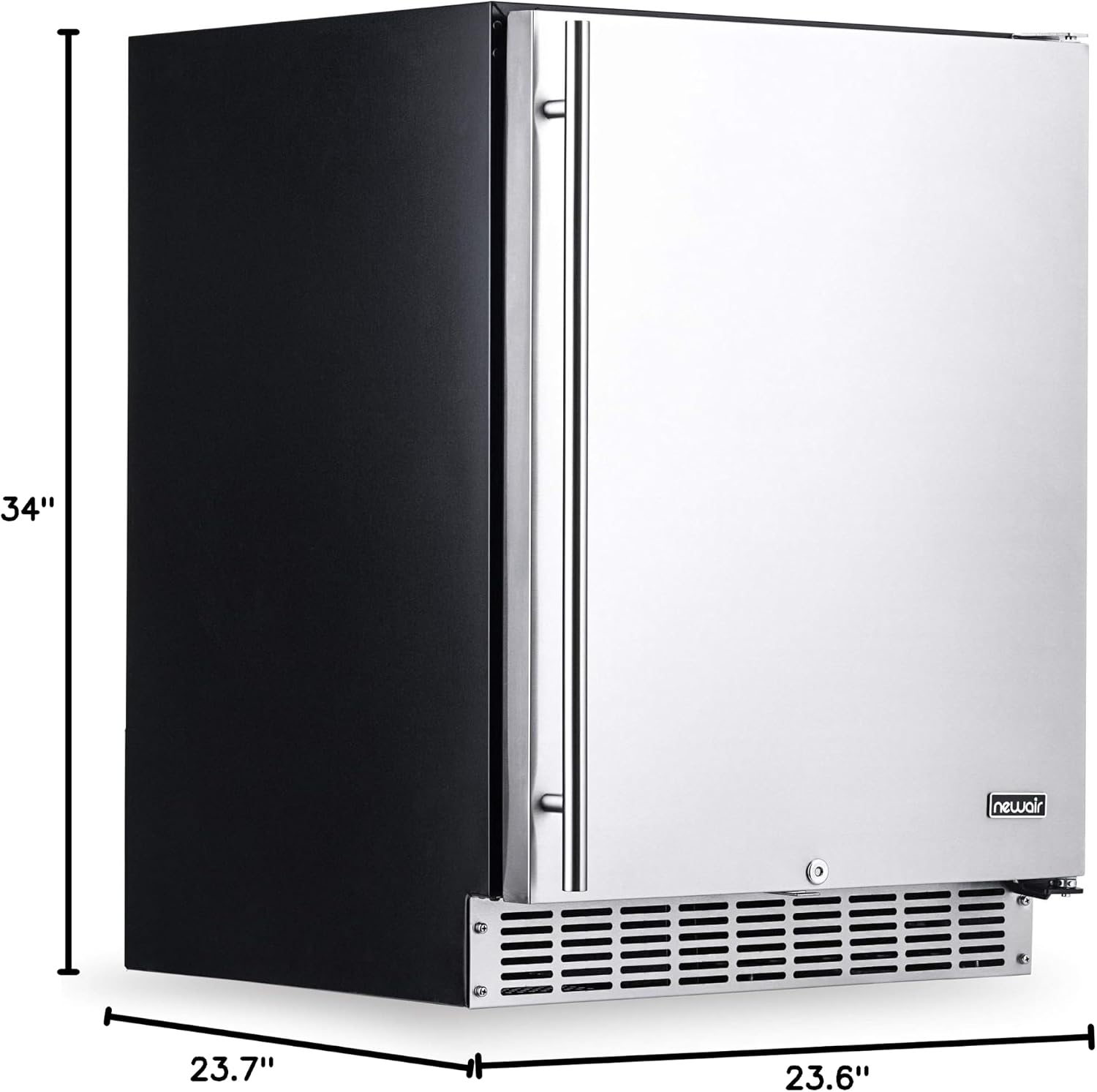 NewAir 24' Outdoor Beverage Fridge | Freestanding or Built-In Under counter Refrigerator for Outside Patio | Weatherproof Outdoor Fridge for 160 Cans with Auto-Closing Door | Stainless Steel