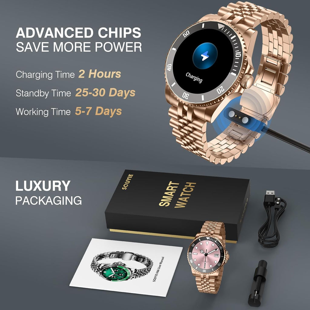 2025 DA GPT Smart Watch for Men,1.19-inch AMOLED Display, 24/7 Heart Rate, Blood Oxygen, Blood Pressure, Sleep Monitor, 107 Sports Fitness Tracker, Waterproof Smartwatch Compatible Android iOS Gold