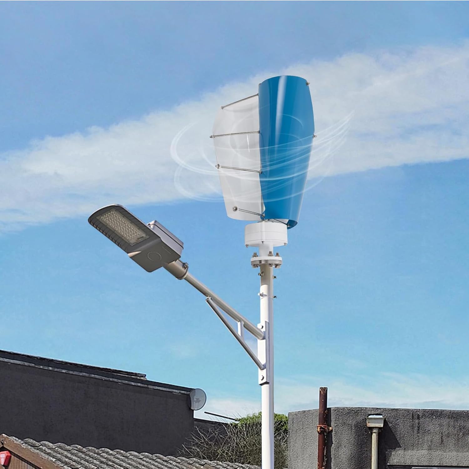 No Noise Wind Generator Spiral 2 Blade 3000W 12V-220V Free Energy Wind Turbine Permanent Maglev Generator for Garden Outdoor Lighting Power Generation
