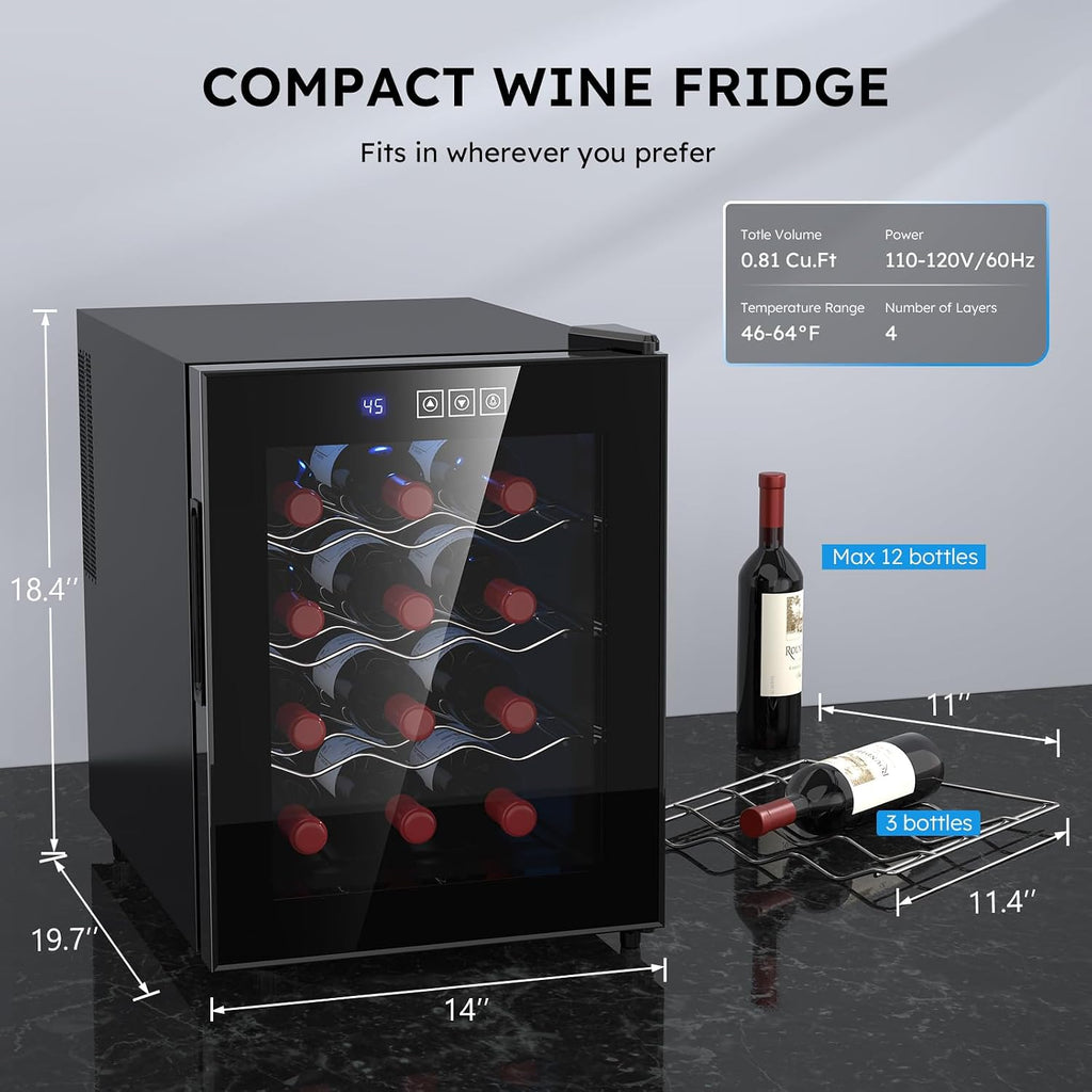 Mojgar 5318064 Cooler, 12 Bottles, Black