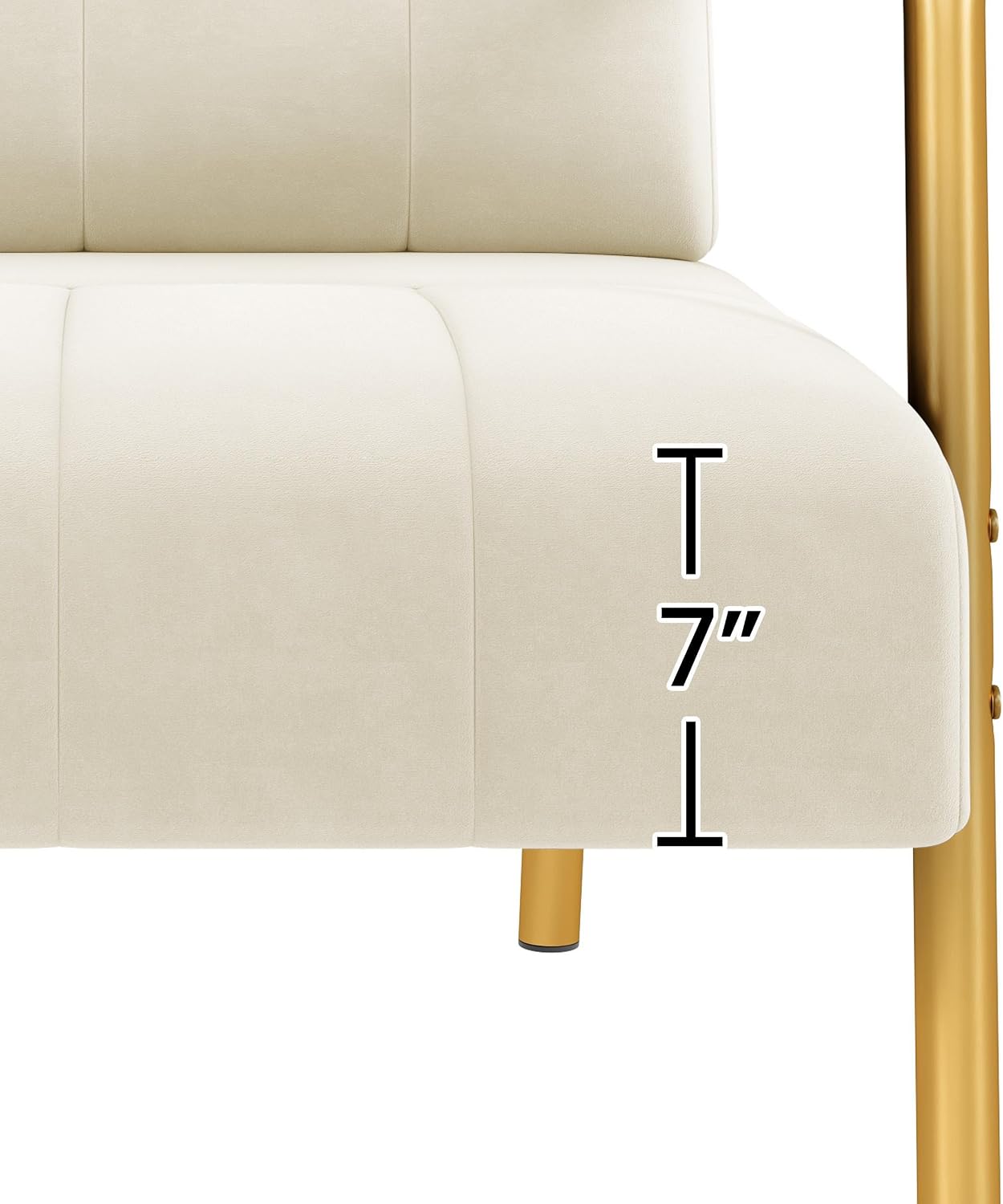Yaheetech 30' W Modern Sofa Small Sofa Luxurious Velvet Fabric Couch with Gold-Tone Metal Arms and Legs for Living Room, Home Office, Studio Beige