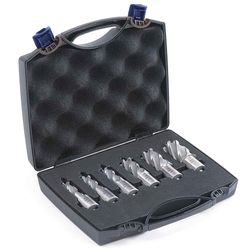 Evolution Power Tools Annular Cutter Kit for Magnetic/Mag Drills, 1 Inch Depth Drill Bit, Mixed Width 7/16 to 1-1/8 Inch, Carry Case Included, Set of 12