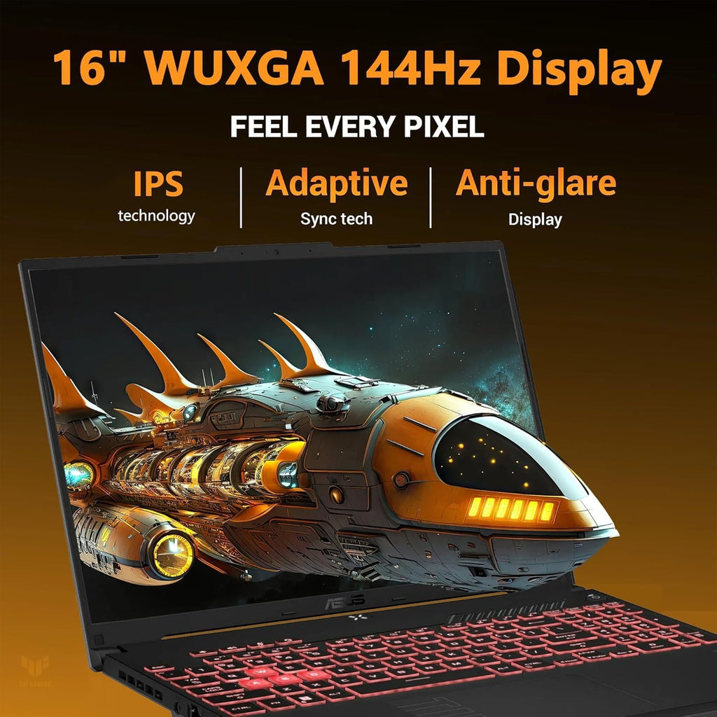 ASUS TUF Gaming A16 Laptop, 16' WUXGA IPS 144Hz FHD, AMD 6-core Ryzen 7 7445HS, 128GB DDR5 2TB SSD, NVIDIA GeForce RTX 4050 (Up to 194 AI Tops), RGB Backlit Keyboard, Wi-Fi, Bluetooth, Windows 11 Pro
