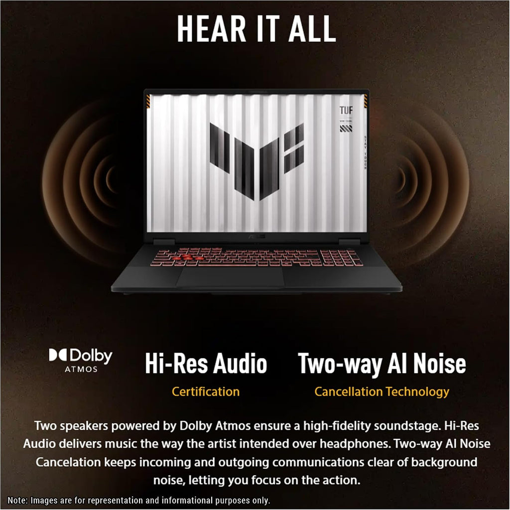 ASUS TUF A18 Gaming Laptop, AMD Ryzen 7-260, 16 GB DDR5 RAM, 1 TB PCle SSD, 18' 2.5K (2560x1600) 240Hz Display, Nvidia G-Force RTX 5070, RGB Backlit Chiclet Keyboard, W11 Home, Jaeger Gray