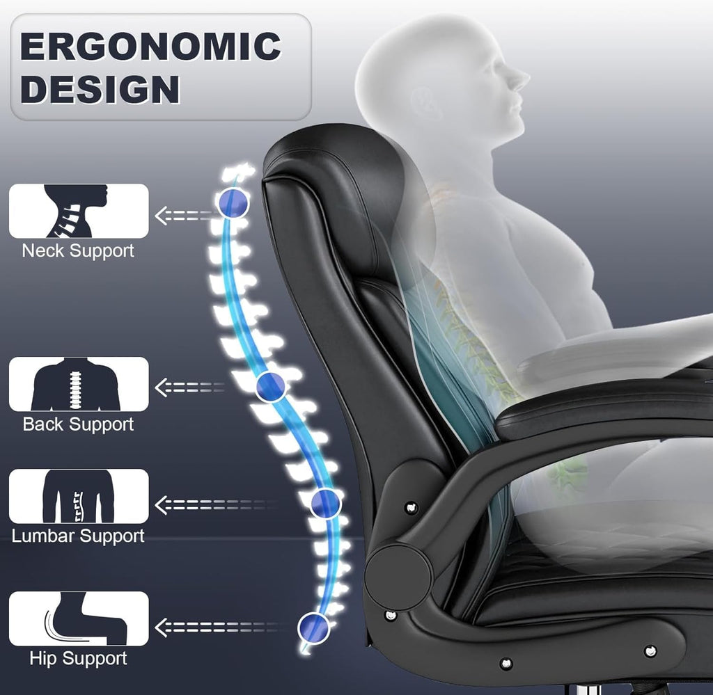 AnyGod Ergonomic Mid-Back Desk Chairs Comfy for Home Office with Flip-up Armrests, Lumbar Support, Adjustable Height and Swivel Rolling Wheels