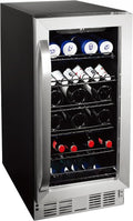 Frigidaire Gallery, 22.5' Wide Beverage Cooler, 30-Bottles Stainless Steel, with Lock, Tempered Glass Door, Frost Free, Glass Door, Stainless Steel, Built-in