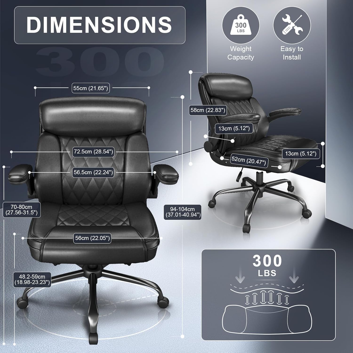AnyGod Ergonomic Mid-Back Desk Chairs Comfy for Home Office with Flip-up Armrests, Lumbar Support, Adjustable Height and Swivel Rolling Wheels
