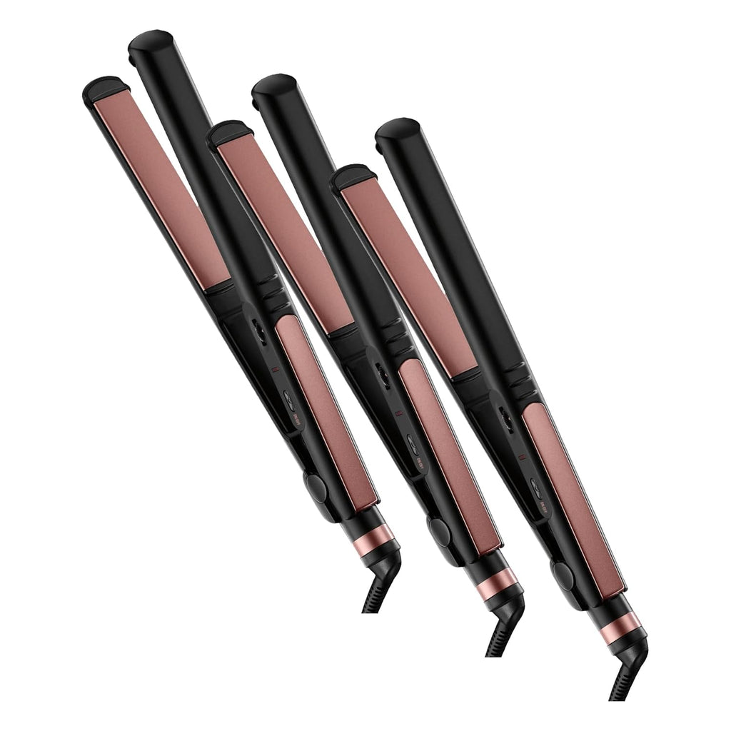 Infiniti PRO CONAIR Rose Gold Ceramic Flat Iron Hair Straightener,1-Inch Flat Iron with Extra-Long Plates,Including a Floating Plate,Advanced Heat Technology,Black,(Pack of 3)
