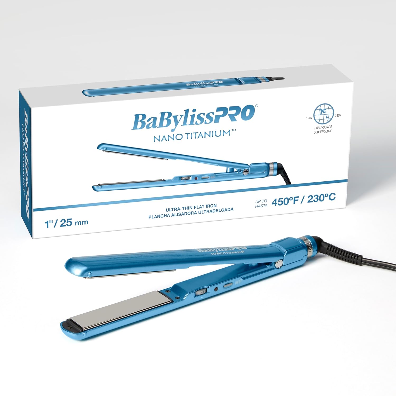 BaBylissPRO 1' Ultra Thin Flat Iron, Hair Straightener, Shorter Plates