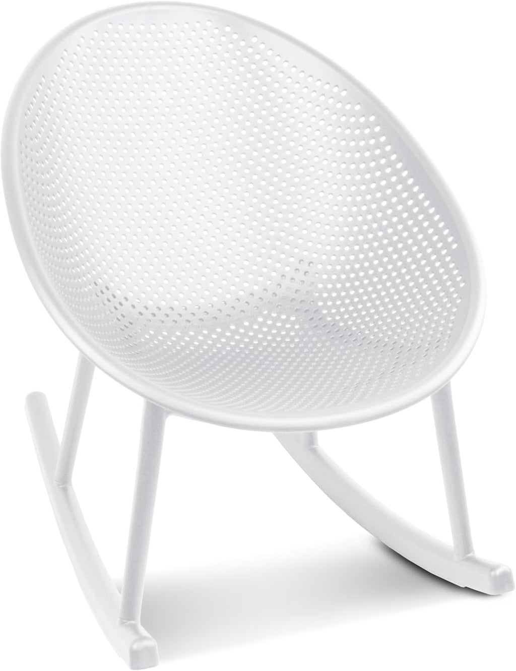 2xhome Patio Rocking Chair | Oval Egg Shaped Lounge Rocker | All Weather Plastic | Modern Accent Side Chair for Indoor or Outdoor Use, White, Single, Set of 1