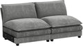 Homall Modular Sectional Sofa, Sofa Couch with Reversible Ottoman, DIY Combination Chenille Deep Seat Cloud Couch for Living Room, Apartment (Light Grey, 2-Seat)