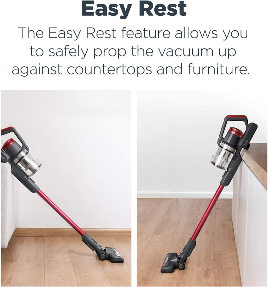 Eureka Lightweight Cordless Stick Vacuum Cleaner Convenient for Hard Floors, Rechargeable Handheld Vacuum Cleaner Portable with Powerful Motor Efficient Suction, RapidClean Pro NEC186, Rose Red