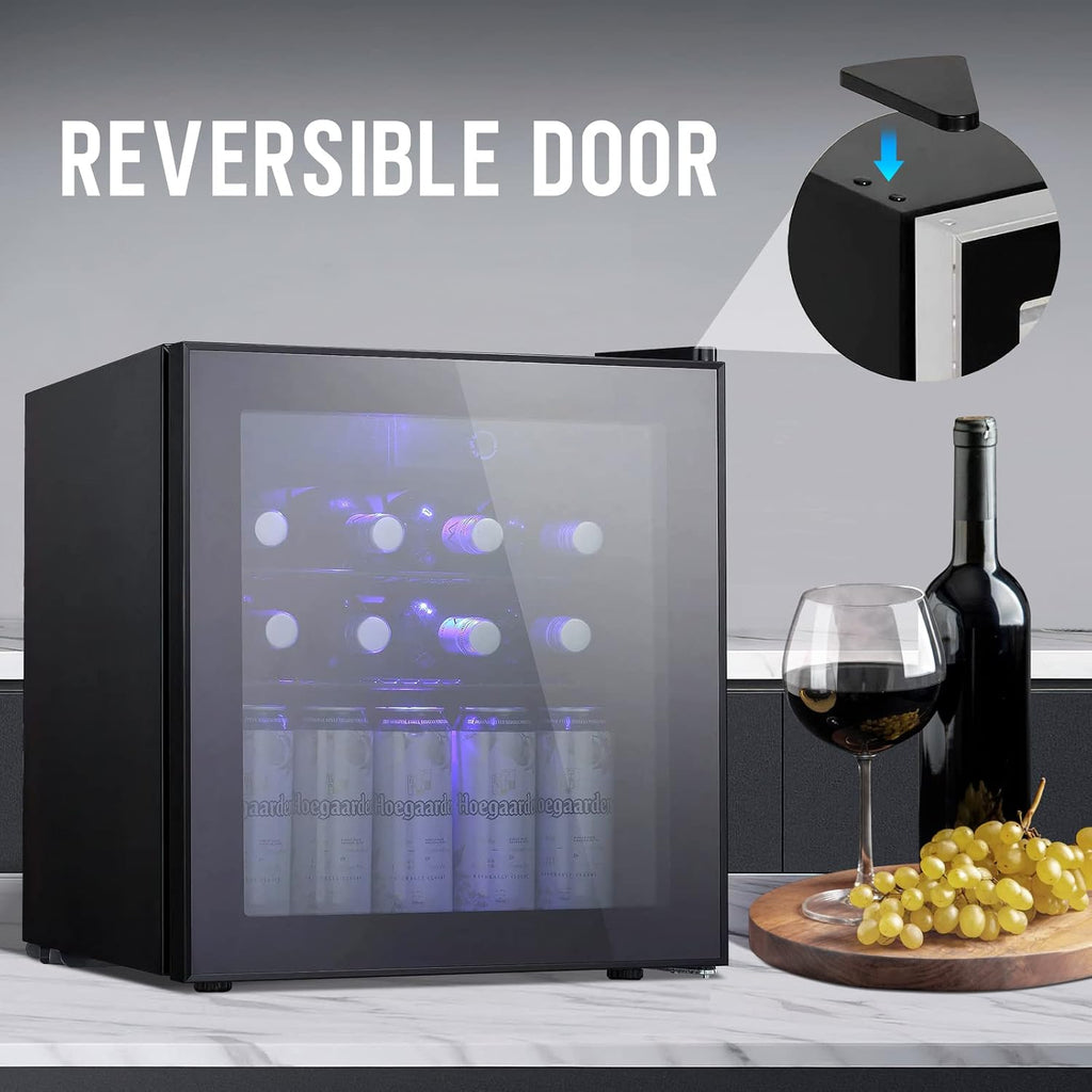 Antarctic Star 1.6cu.ft Wine Cooler/Cabinet Beverage Refigerator, Small Wine Cellar for Soda Beer, Counter Top Bar Fridge, Quiet Operation Compressor, Freestanding, Black Glass Door…