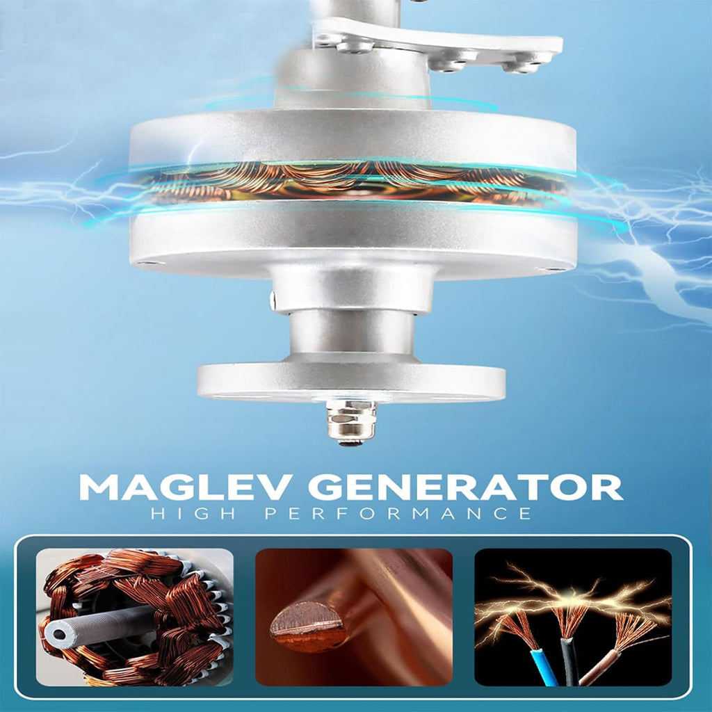 3000W-6000W Home Wind Turbine Generator, 12V 24V 48V 300RPM Vertical Wind Turbine Maglev Wind Generator with Controller