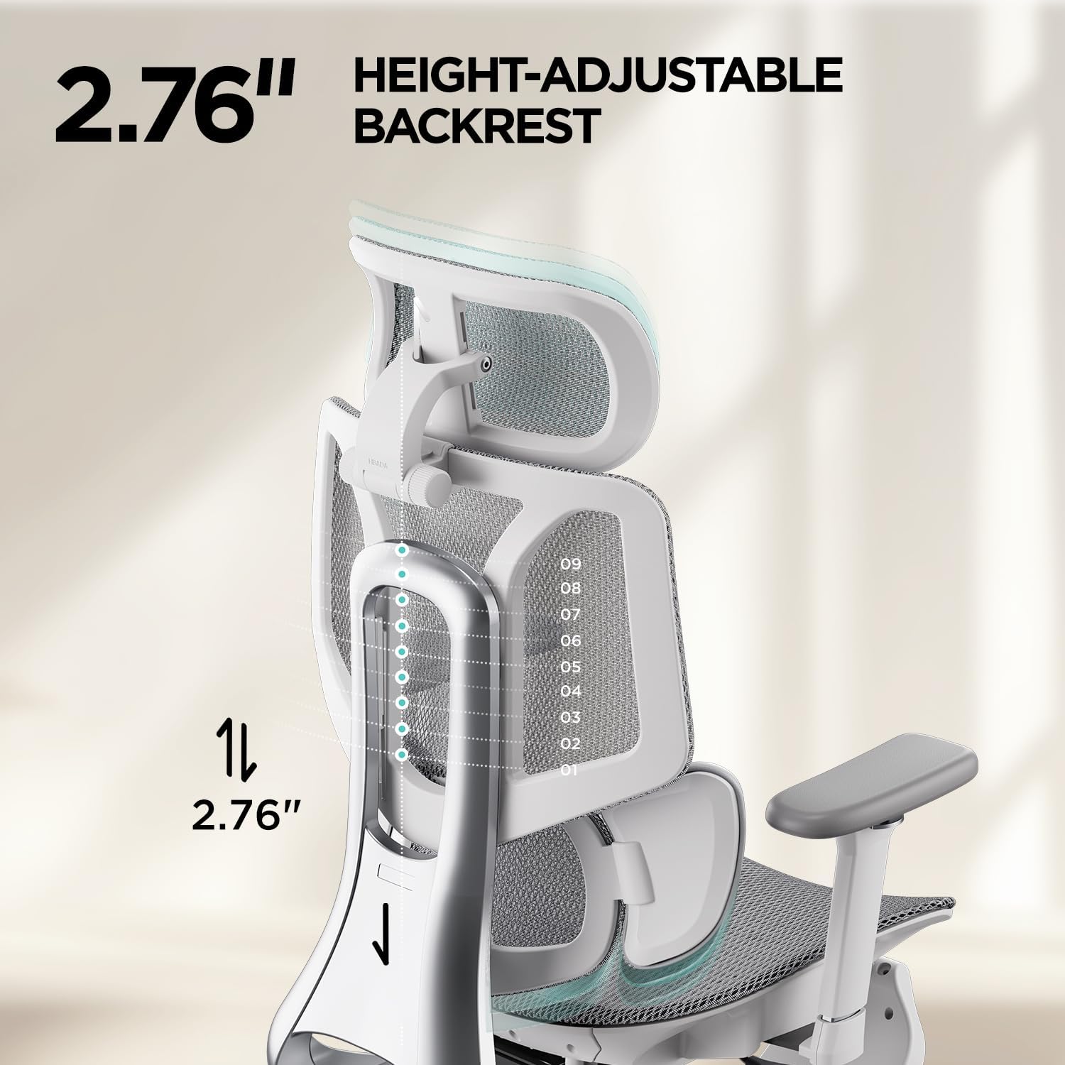 Hbada E3 Air Ergonomic Office Chair, Big and Tall Office Chair - with 3-Zone Dynamic Lumbar Support, 3D Adjustable Headrest, 3D Adjustable Armrests, Swivel, Grey(No Footrest)