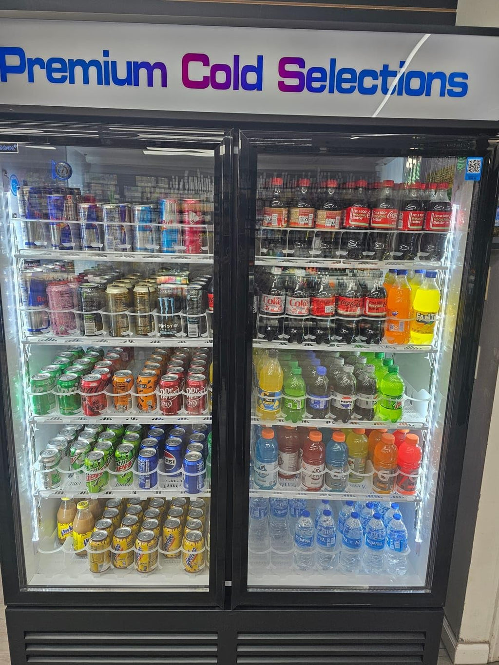 Commercial Beverage Refrigerator Display Fridge,46 Cu Ft Two Glass Door Upright Merchandiser Drink Cooler with LED Light Adjustable Shelves,ETL and NSF Approval,Hinge