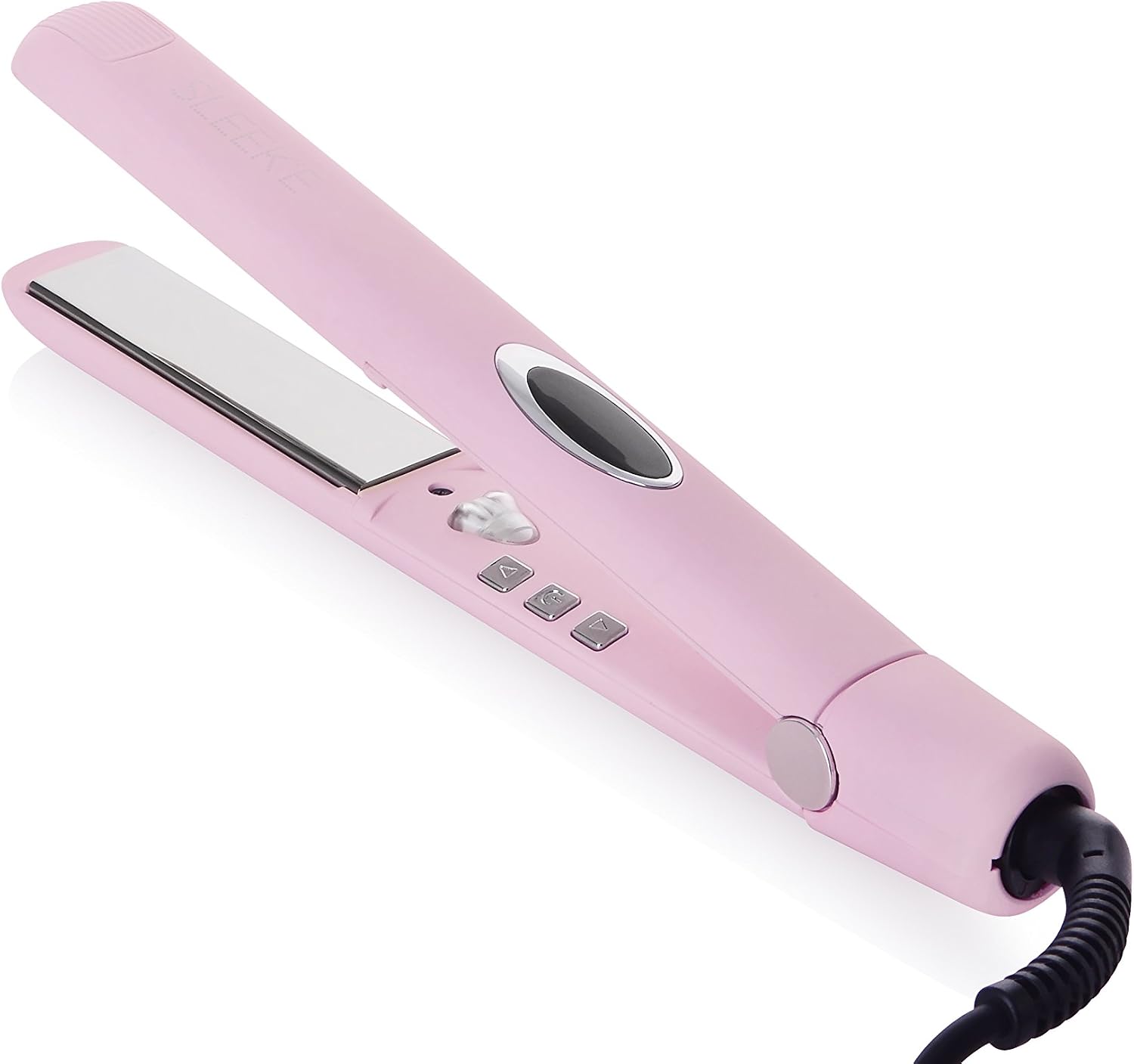 Sleek'e Professional Titanium Hair Straightener/Flat Iron for All Hair Types - 1-Inch Floating Plates with Negative Ion Booster for Shinier Hair (Pink)