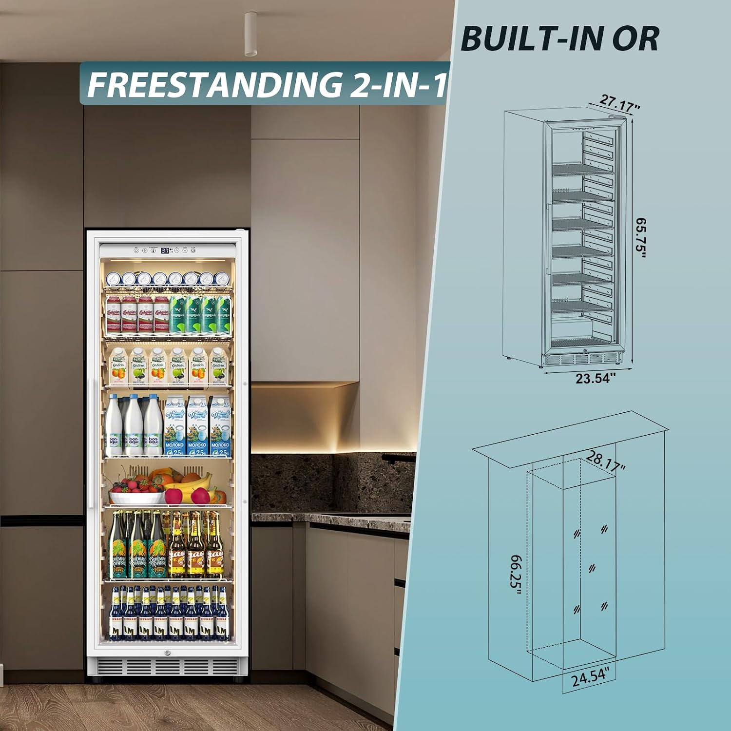 Tylza 13.8 Cu Ft Commercial Refrigerator with Glass Door Display Beverage Fridge, Upright Beverage Cooler Merchandiser, Low Noise, Fast Cooling, White