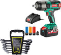 HYCHIKA 6PCS Ratcheting Wrench Combination Set, 18 V Max Cordless Impact Wrench, Tool Combo Kit