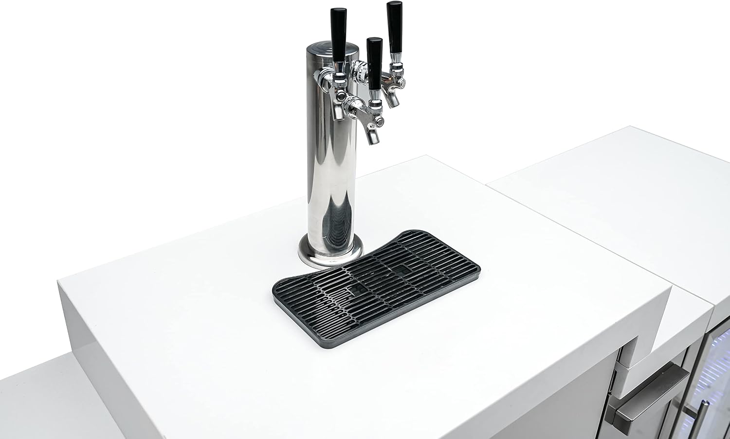 Mont Alpi Bar Series MA-BEV90KEG 90 Degree Stainless Steel Outdoor Rated 3 Beer Tap Kegerator Keg Dispenser + Wine Cooler Beverage Center Refrigerator + Granite Countertops + Faucet & Sink