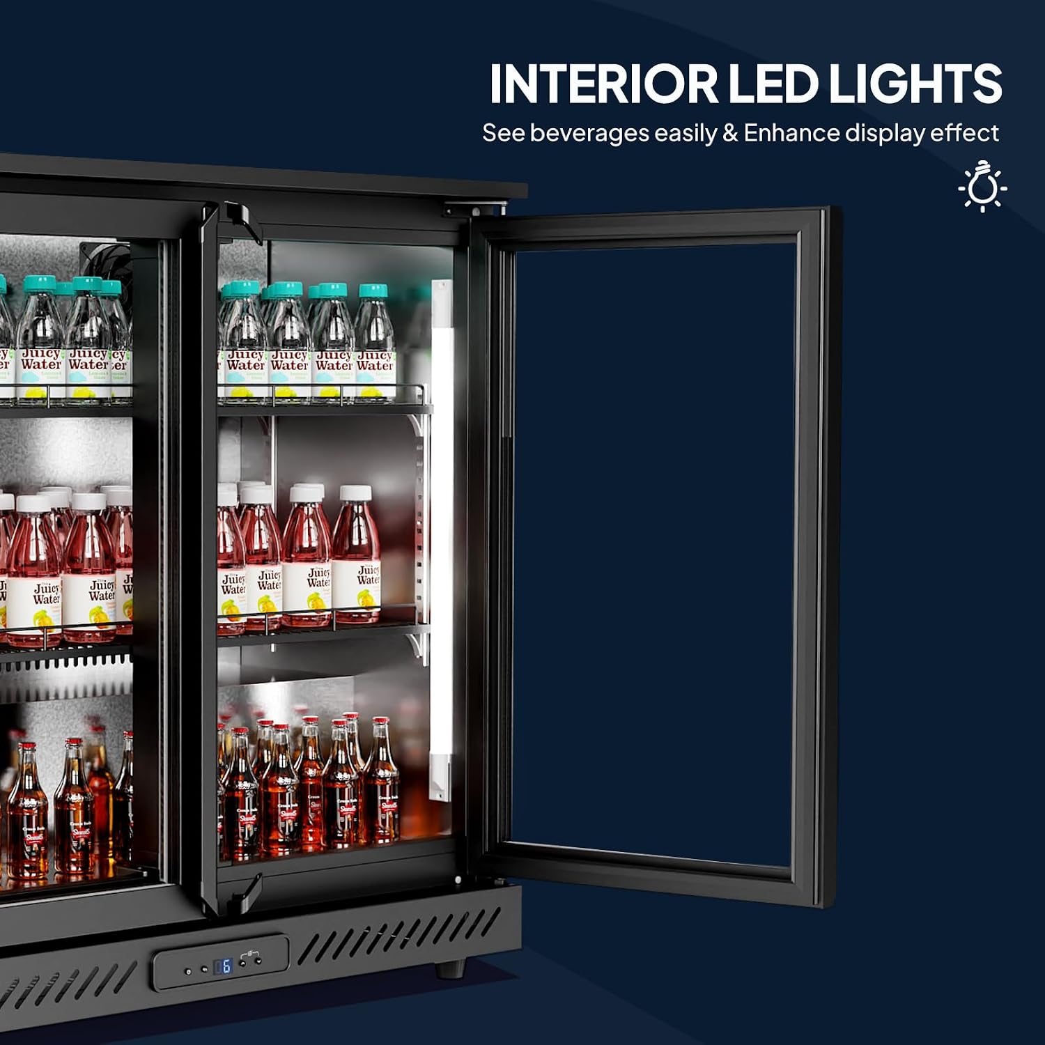 ROVSUN 7.4 Cu.Ft Commercial Back Bar Cooler ETL Certified, Bar Fridge Commercial Beverage Refrigerator w/ 2 Doors LED Digital Temperature Control, Drink Cooler for Restaurant Beer Wine Soda