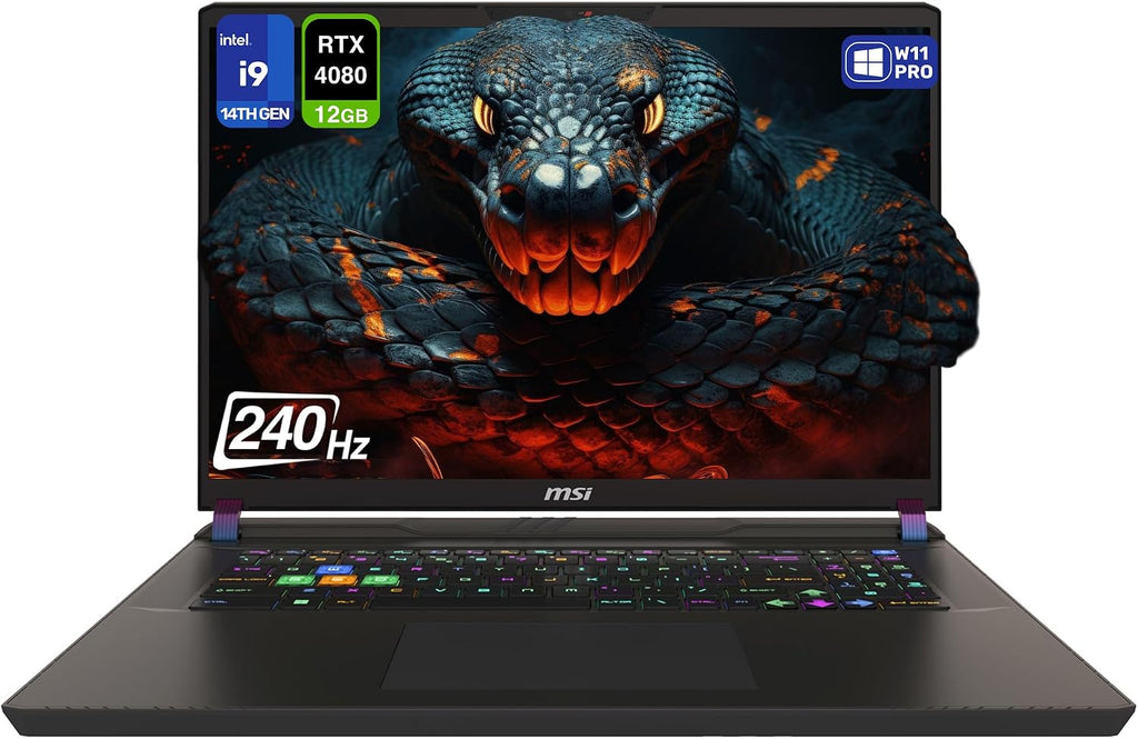 msi Vector 17 HX Gaming Laptop, Intel i9-14900HX, 64 GB DDR5 RAM, 4 TB PCIe SSD, 17' QHD+ (2560x1600) 240Hz Display, Nvidia G-Force RTX 4080, Backlit Keyboard, W11 Pro, Cosmo Gray