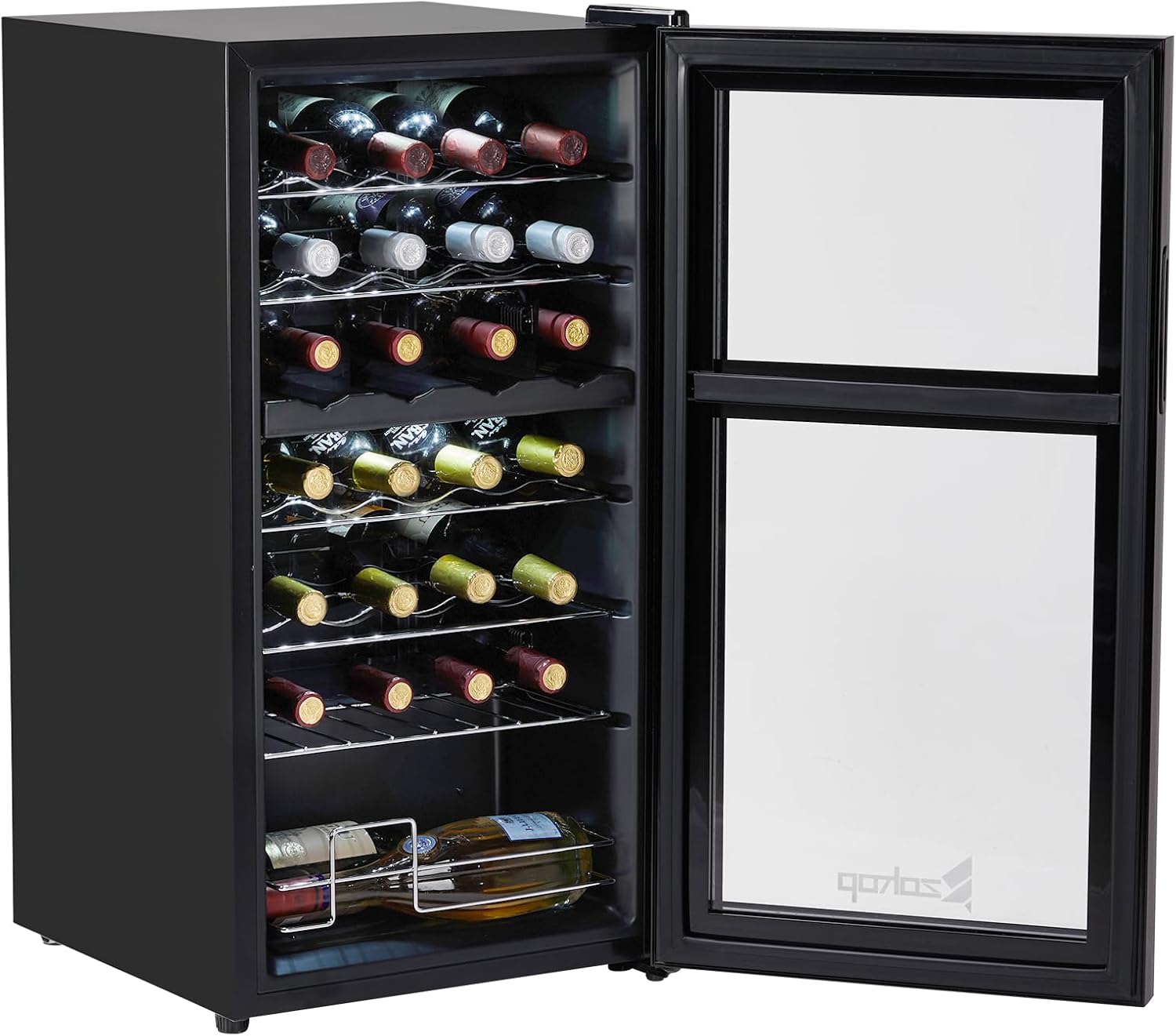 Winado 28-Bottle Dual Zone Compressor Wine Cooler, Freestanding Compact Mini Wine Fridge with Adjustable Temperature, Digital Control & Removable Shelves for Wine Storage