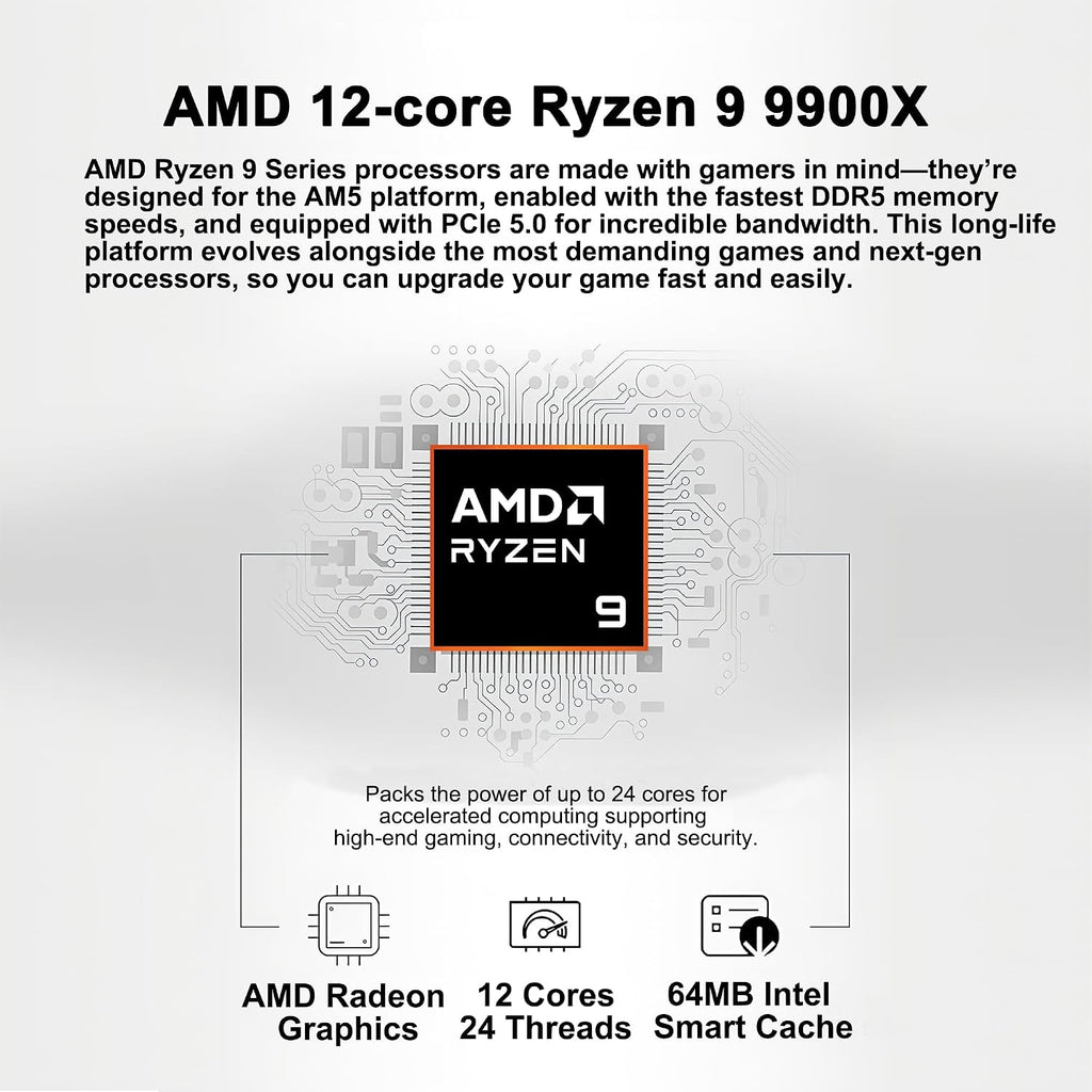 msi Aegis ZS2 Gaming Desktop AMD 12-core Zen 5 Ryzen 9 9900X (>i9-14900HX) 64GB RAM 4TB SSD GeForce RTX 5070 DLSS 4 (Up to 988 AI Tops) 360mm Liquid Cooler 750W 80+ Gold PSU Support HDD Win11