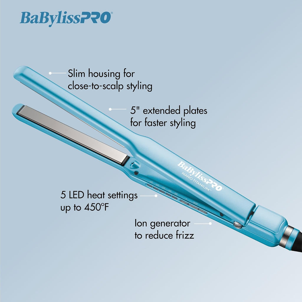 BabylissPRO Nano Titanium Specialty Ionic Hair Straightener, Professional Flat Iron For All Hair Types