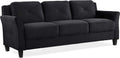Studio Living Harrington 80.3' Sofa, Transitional Modern, Pocket Coil Comfort, Easy Assembly, Microfiber Fabric, Black