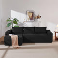 97' Cloud Sectional Couch,Modern Modular Sectional Sofa with Deep Seat,Corduroy Boneless Couches with L-Shape Chaise for Living Room Bedroom,No Assembly Required (Black, 97' Left Facing Chaise)