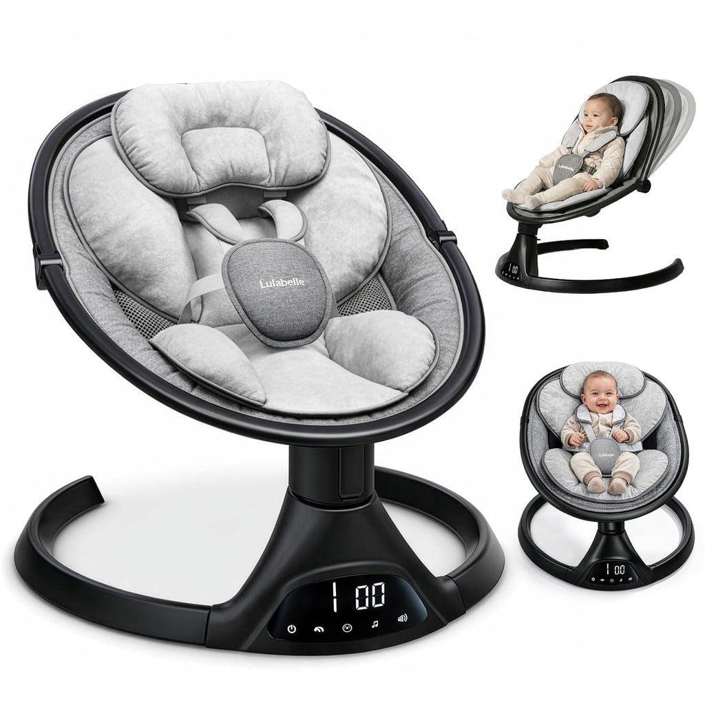 Lulabelle Baby Swings for Infants, 3-in-1 Infant Swing, 5 Sway Speeds | 10 Preset Lullabies & Bluetooth, Portable Newborn Swing for Home or Travel | Electric Baby Swing with Adjustable Height