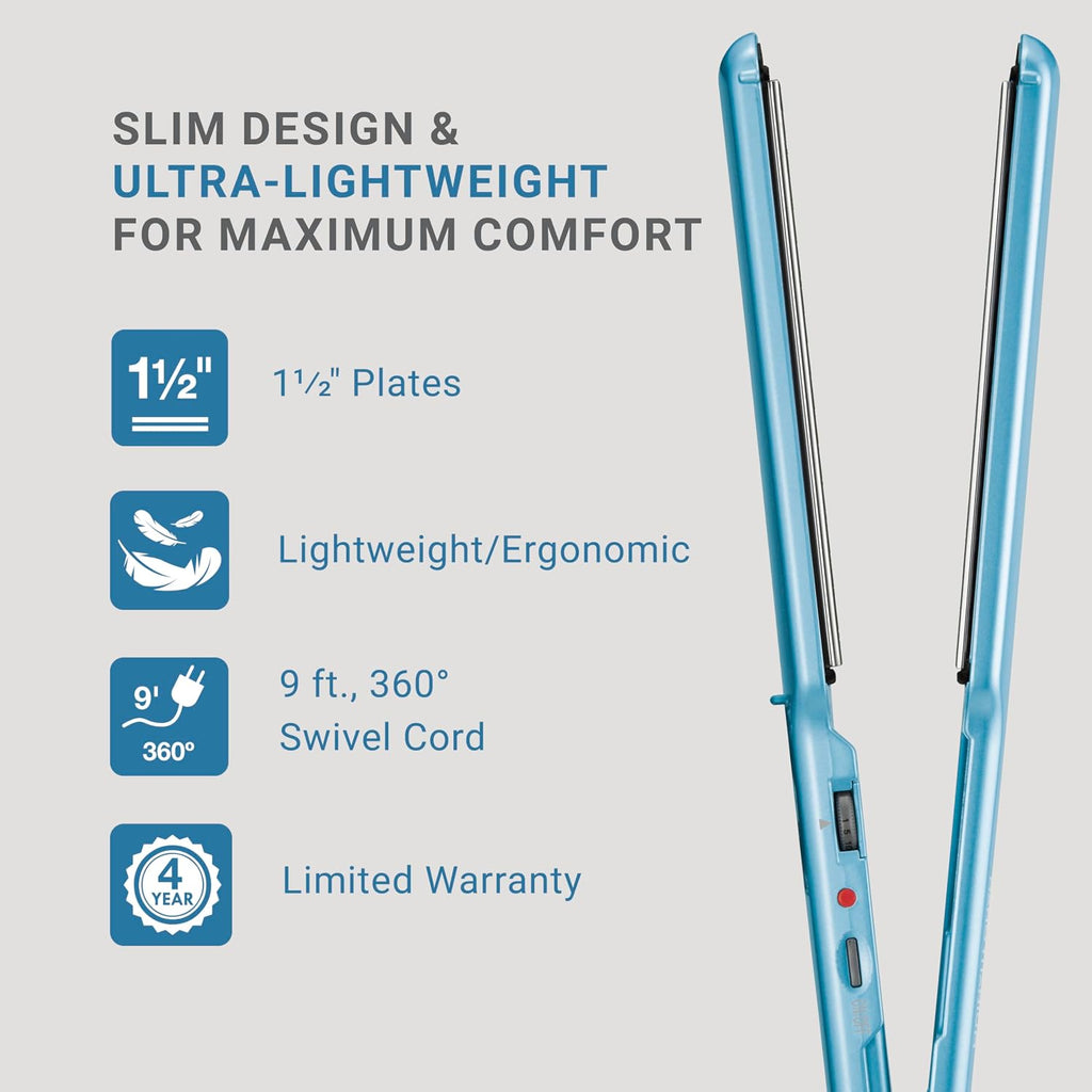 BabylissPRO Nano Titanium Ultra-Thin Hair Straightener, Professional Flat Iron, 5-Inch Extended Plates for Faster Straightening, for All Hair Types