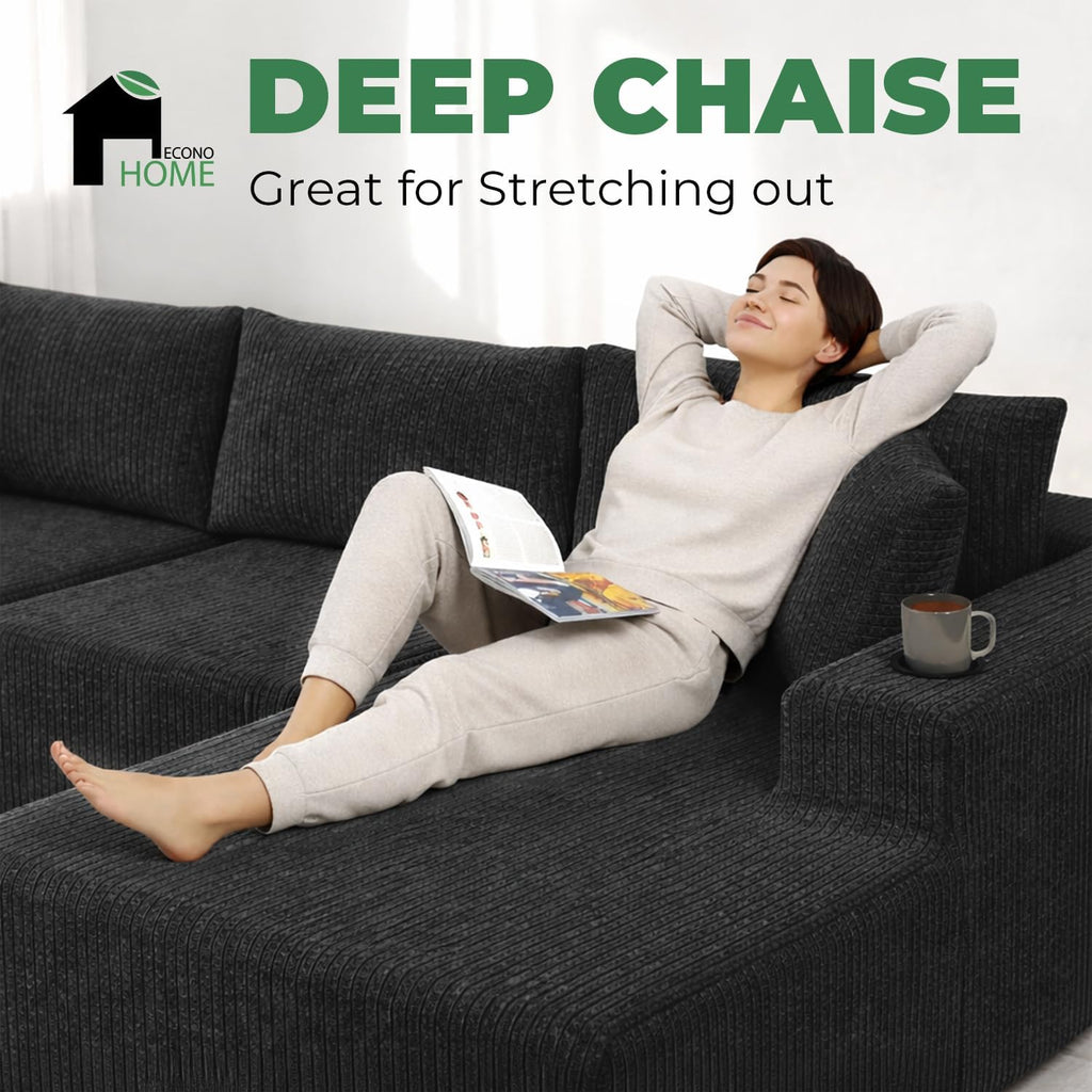 EconoHome Boneless Cloud Sectional Sofa - Plush Deep Seat L-Shaped Couch for Relaxing & Entertaining, Durable Construction & Easy Assembly, Perfect Addition to Any Living Room