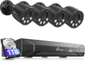 Loocam PoE Security Camera System 8CH 5MP H.265+NVR with 1TB HDD, 4MP Wired PoE Camera System 25fps IP Cams, 24/7 Recording Camera for Home Security, AI Human Vehicle Detection, Plug & Play
