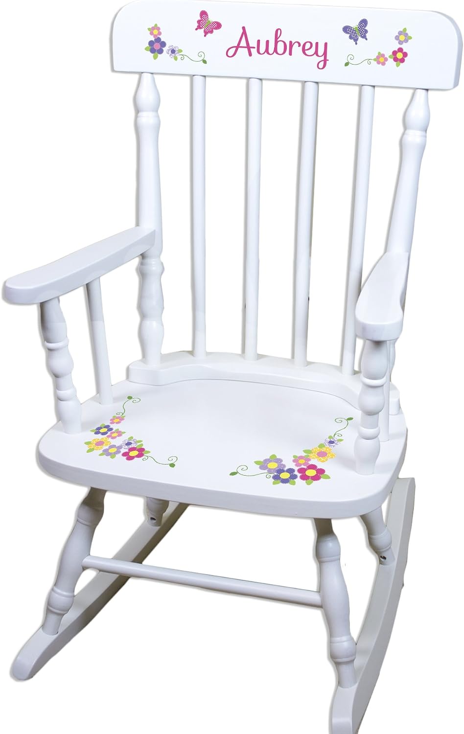 My Bambino Personalized Wooden Rocking Chair for Kids | Girls Rocking Chair White Wood Rocker | Custom Name Toddler Chair | Baby Shower & Birthday Gift