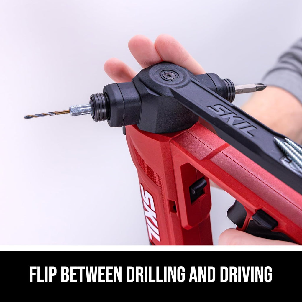 SKIL PWR CORE 20 Brushless 20V Flip Drill Driver Kit with Double Collect Flip Head, Torque Settings & Magnetic On-board Storage, Includes 2.0 Ah USB-C Battery and Charger - DL6300D-12