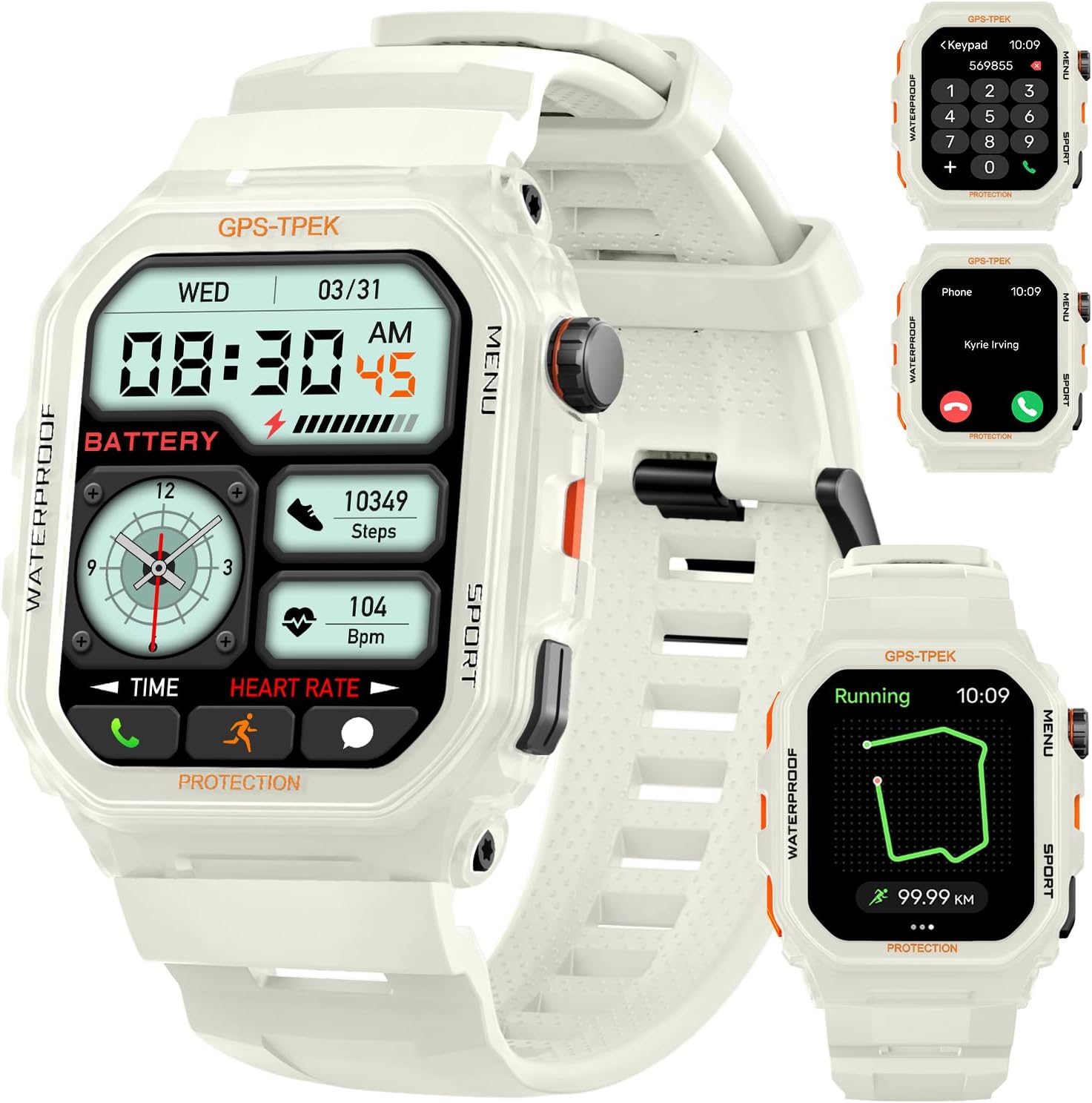 XSCQ Military Smart Watch for Men (Answer/Make Calls), 1.75'' Smart Watch for Android and iPhone, Fitness Watch with 100+ Sports Modes, IP68 Waterproof, GPS/Heart Rate/Sleep/Stress, Watches for Men