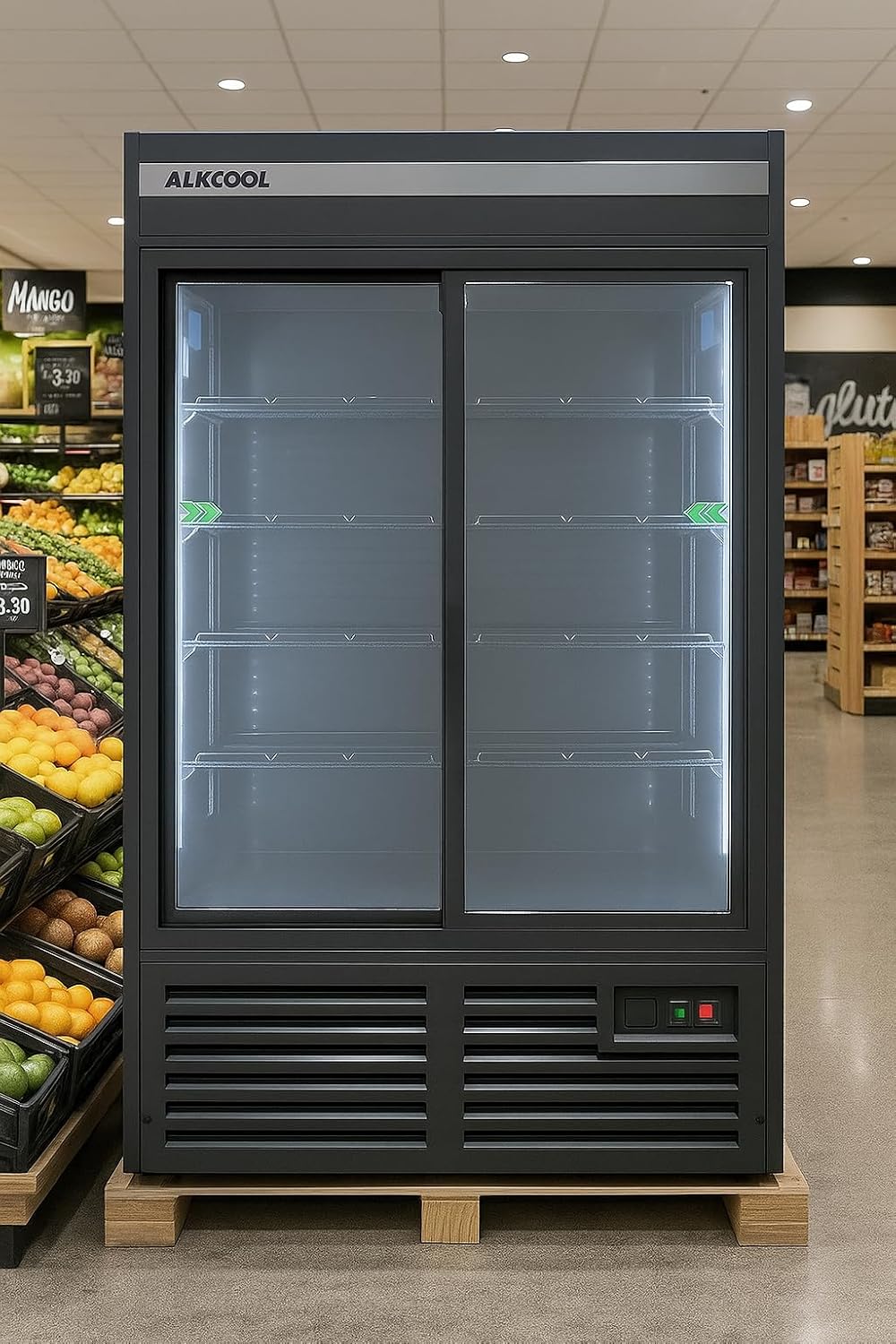 Commercial Flower Beverage Refrigerator Display Fridge,Two SLIDING Glass Door Drink Cooler Floral Display Fridge with LED Light Adjustable Shelves,ETL Sanitation,43 Cu Ft,47' Wide,Wheels Included