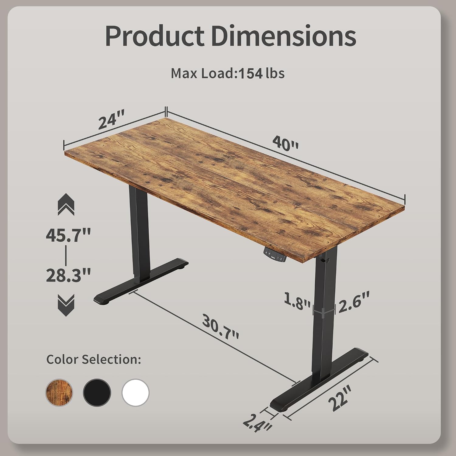 Agilestic Electric Standing Desk, 40 x 24 Inches Height Adjustable Desk, Sit Stand up for Work Office Home, Ergonomic Rising Computer Table with Memory Preset, Rustic Brown