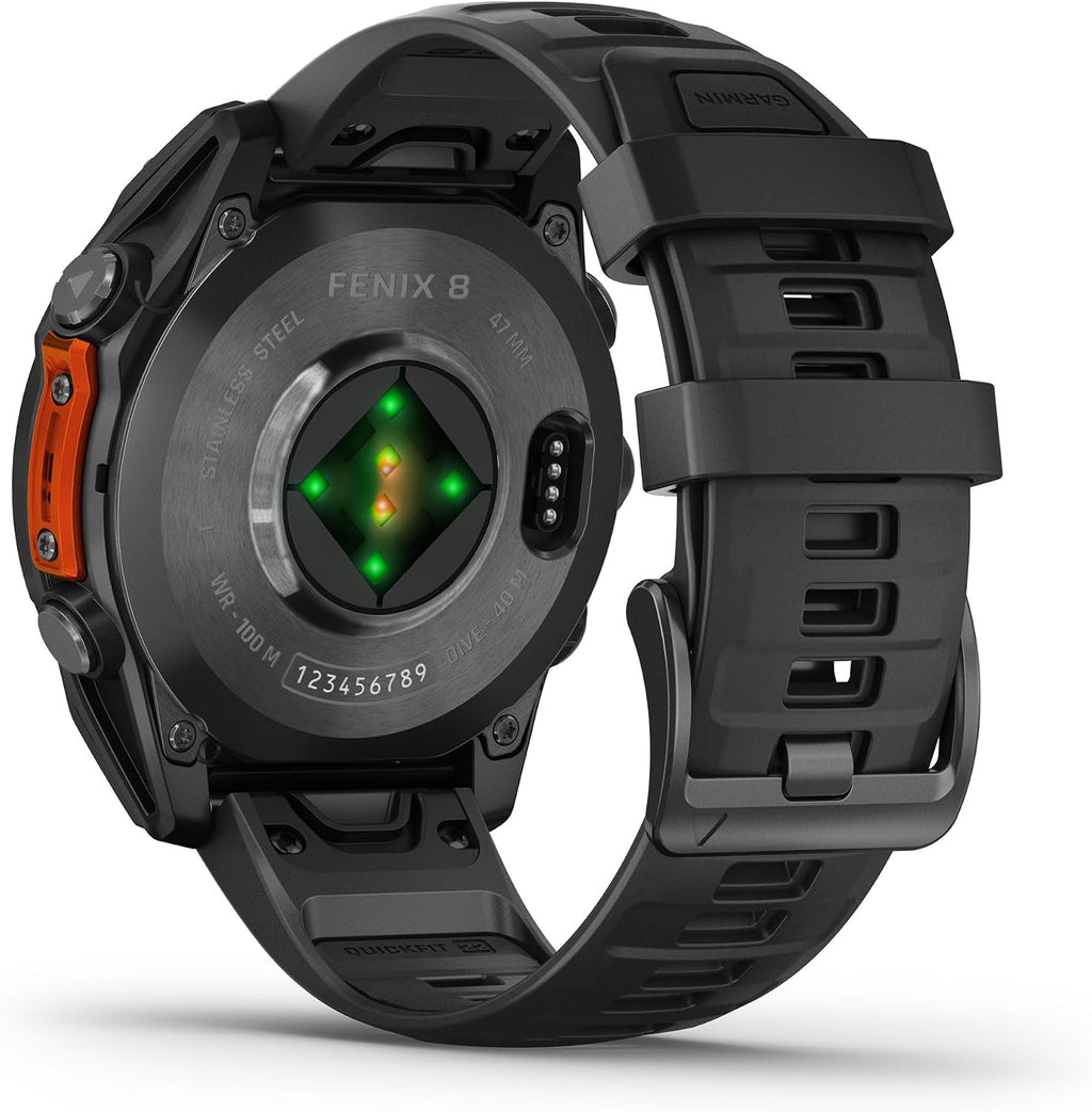 PlayBetter Garmin Fenix 8 AMOLED (47mm, Slate Gray/Black) Multisport GPS Smartwatch Bundle - 1.4' Touchscreen, Built-in LED Flashlight Wireless Running Earbuds