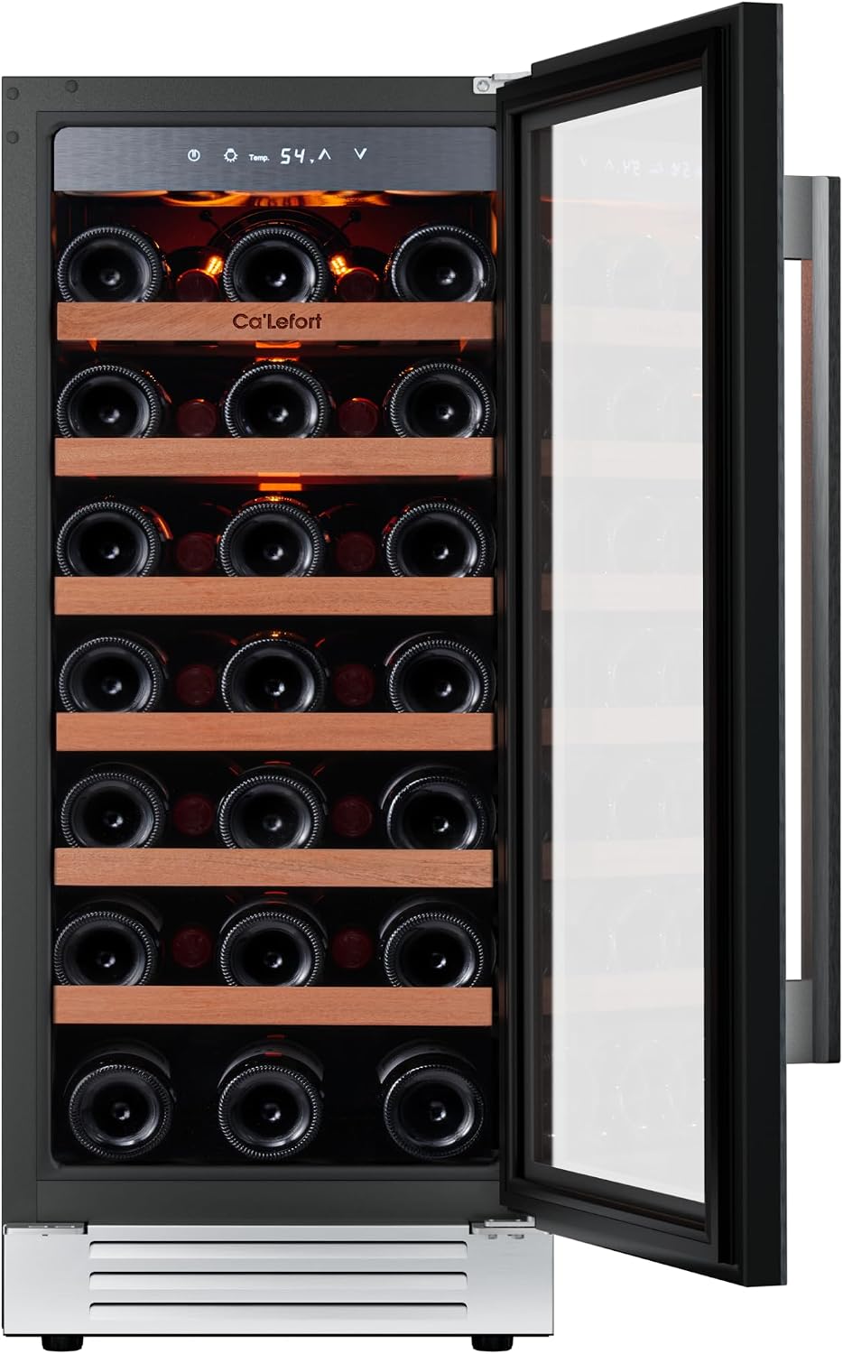 Ca'Lefort 15 Inch Wine Fridge, 33 Bottles 40-65°F Wine Cooler, Adjustable Shelves & 3 LED Light, Wine Refrigerator with Glass Door, Built-in Under Counter Freestanding for Home/Kitchen/Bar