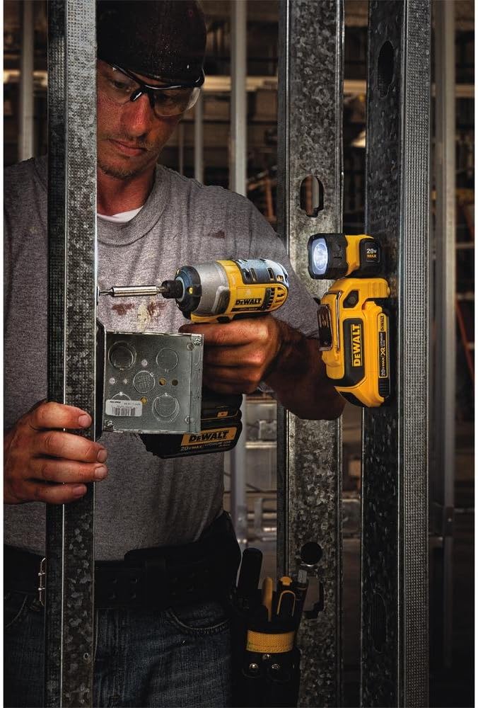 Dewalt 20-Volt Max Lithium-Ion Cordless Brushless Drill/Driver and Light Combo Kit (3-Tool) with (2) Batteries, Charger and Bag