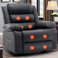 Korser Recliner Chair for Adults, Oversized 360° Swivel Rocker Recliner with Massage and Heat, Wide Nursery Glider Rocking Chair with Side Pockets, Cashmere Reclining Sofa for Living Room (Black)