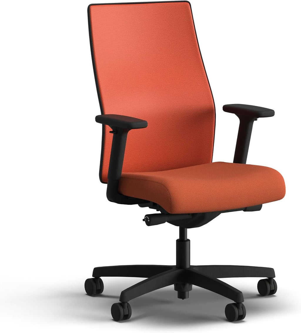 HON Ignition 2.0 Mid‑Back Ergonomic Office Chair, Mesh Task Seating with Lumbar Support, Advanced Synchro‑Tilt, Height and Width Adjustable Arms, Black Frame, Salamander