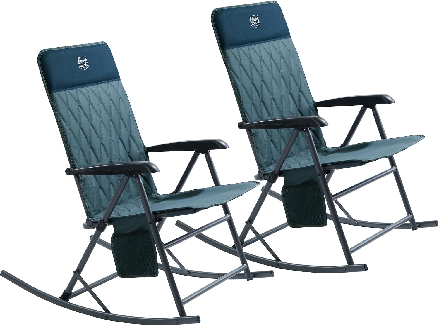 Timber Ridge 3-Level Adjustable Rocking Camping Chair, Ergonomic Padded High Back, Supports 300 LBS, Stable Anti-Tip Rocker, Hard Armrests for Easy Standing, Portable for Patio, Lawn & Tailgating