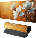Flower Gaming Mouse Pad, Mouse Pad 64x32in, Large Desk Mat with Non-Slip Rubber Base, Office Desk Accessories, Large Extended Gaming Keyboard Mat, Big Mousepad for Computer Gamer Office, Orange O-5444