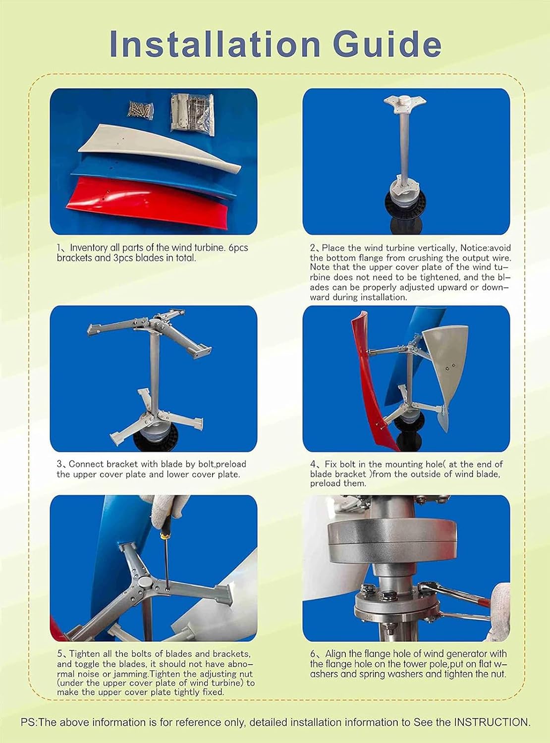 3000W Wind Turbine Generator Vertical Axis Wind Turbine Teaching Model 12V 24V 48V High Efficiency 3 Blades Turbine Generator Kit for Home Farm Street Use,12V